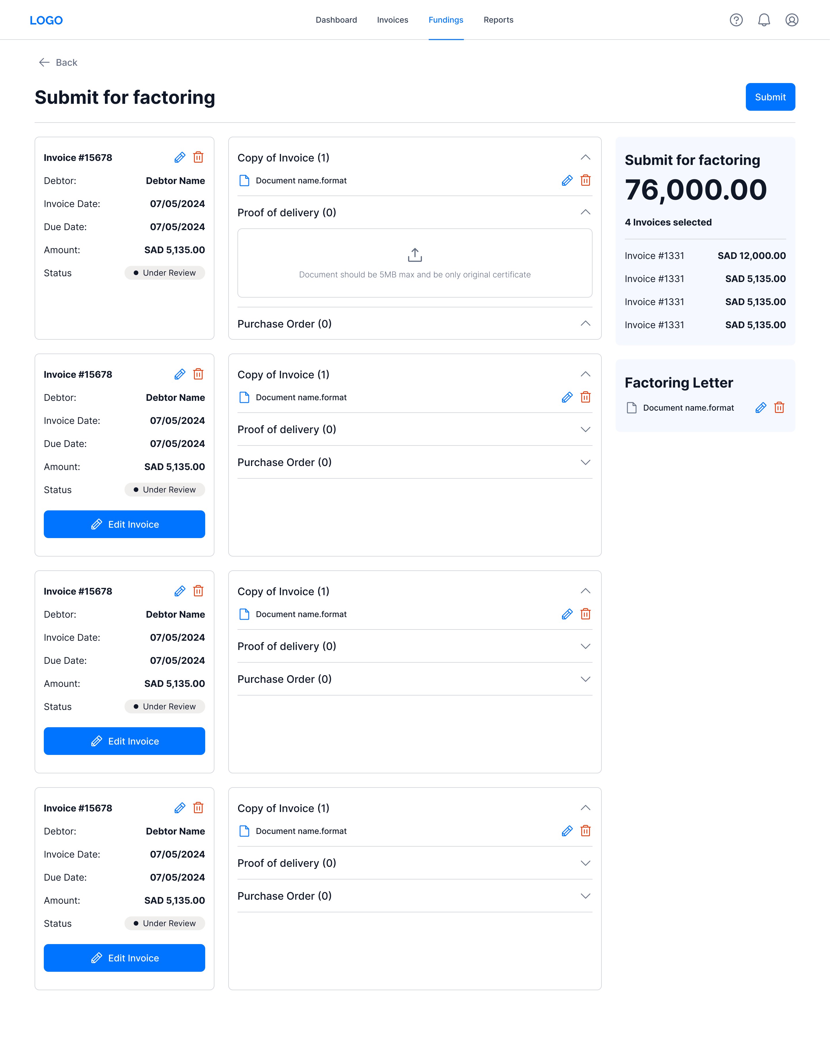 Document checklist view