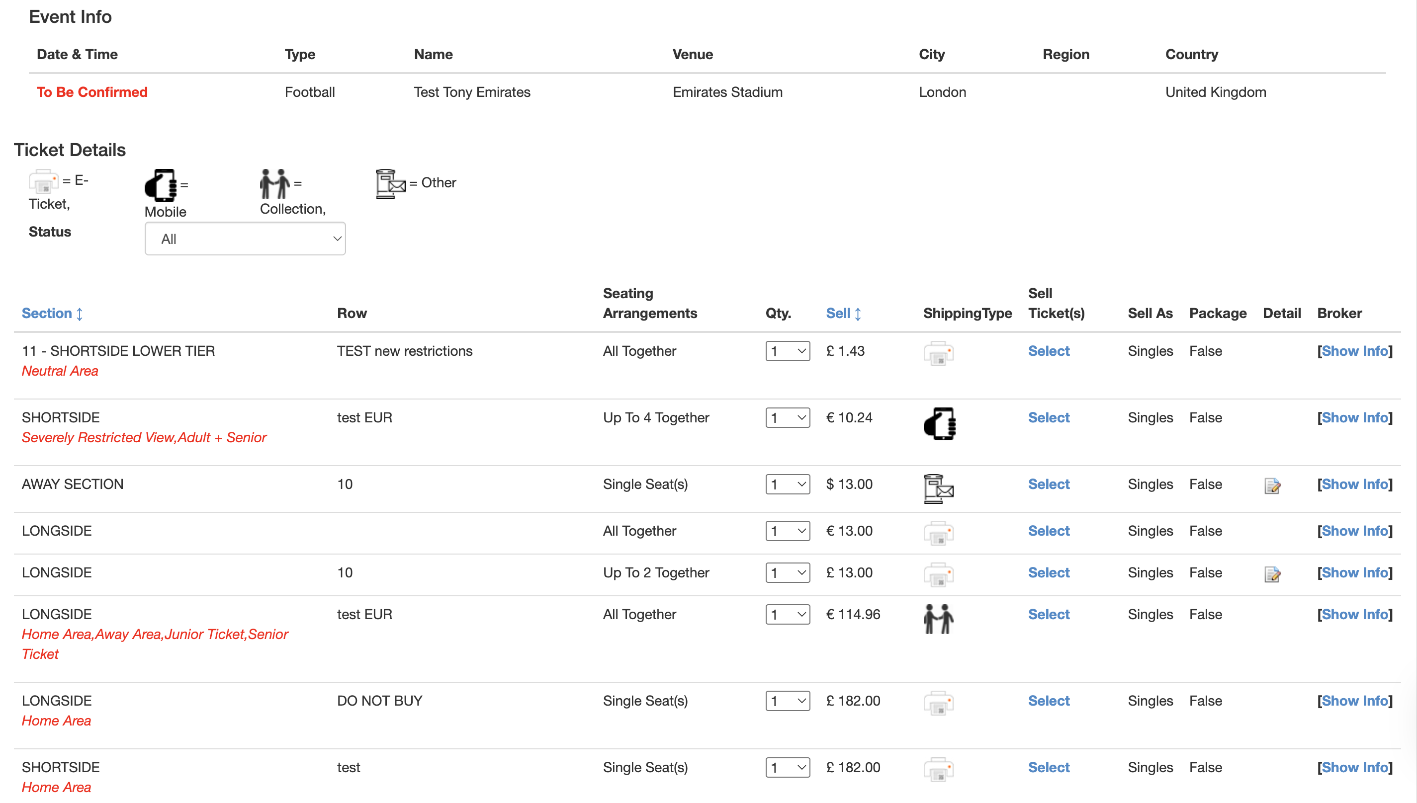 Old Manage Tickets UI
