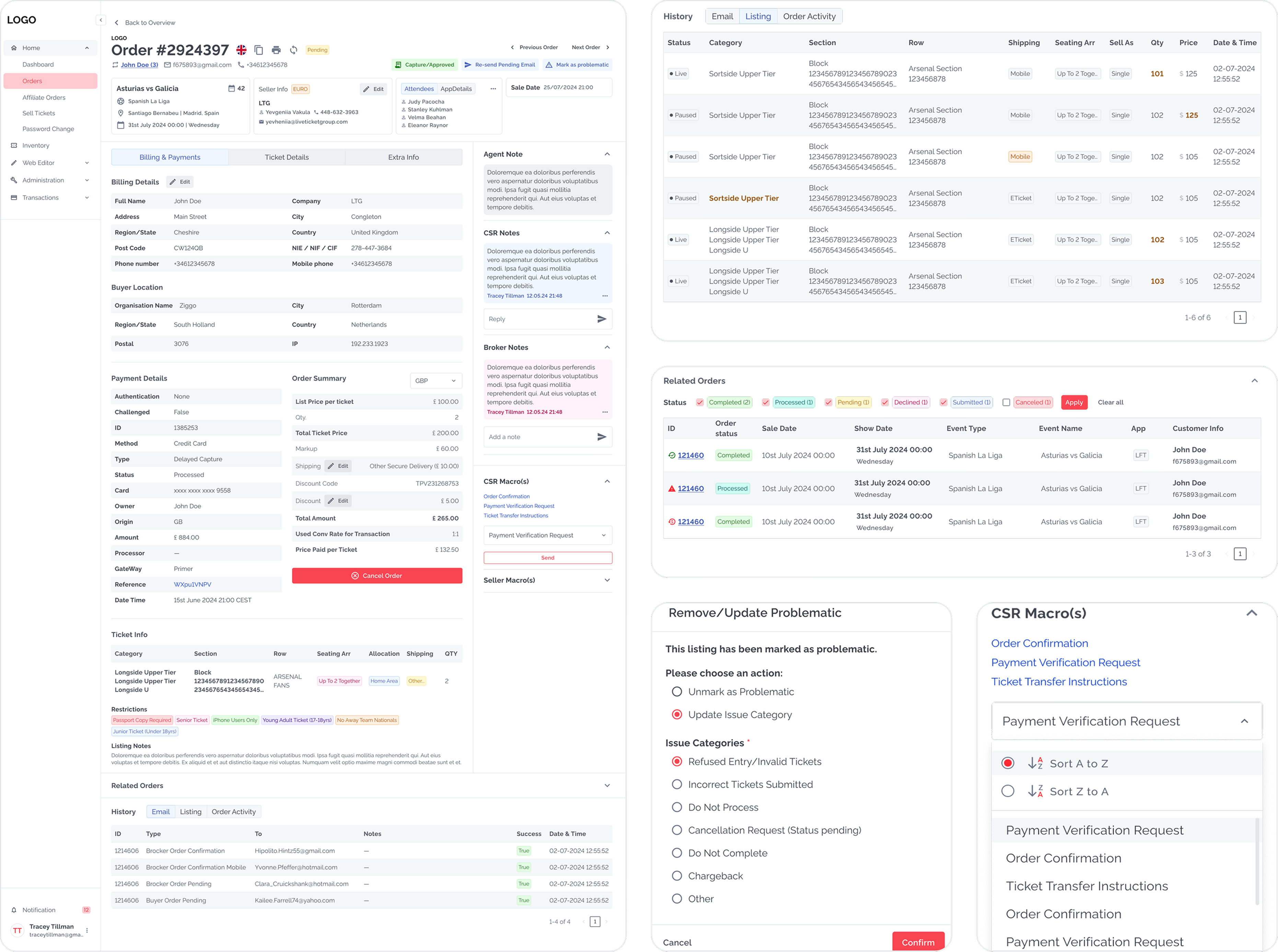 Order Details Page - Billing and Payments